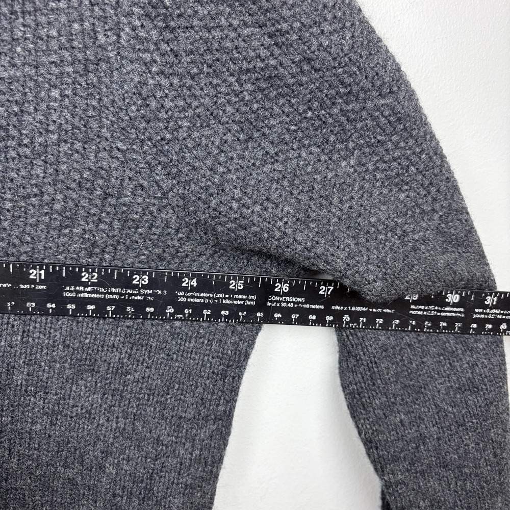 L.L.Bean Sweater Mens XLT Tall Gray Henley Mock Neck Wool Waffle Knit Pullover - Picture 6 of 9